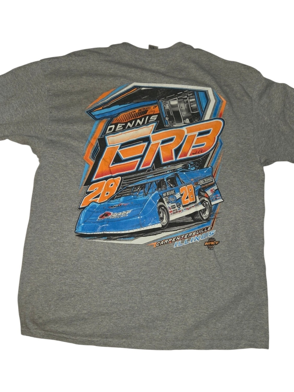 Dennis Erb Jr. Dirt racing grey t-shirt Size Large